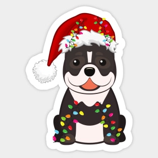 Pitbull Holiday Christmas Light - Funny Pibull Lights Christmas in Santa Hat Holiday Santa Sticker